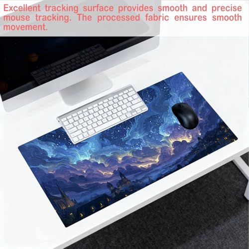 Image of Nuxovilar Professional Large Mouse Pad & Computer Game Mouse Mat (35.4x15.7IN, Dreamy Blue Nebula Art) (90 * 40cm Dreamy Blue Nebula)