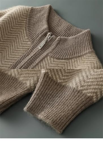 Men's Thick Cardigan Sweater Half High Collar Color Zipper Sweater Knitted Casual Soft Warm Sweater2