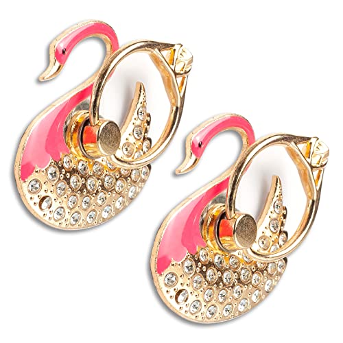 [2 Packs] Swan Glitter Bling Bling Phone Ring Holder, Sparkle Phone Ring Grip Artificial Diamond Stand,Rhinestone Cell Finger Ring For Phones,Pad #TOP9