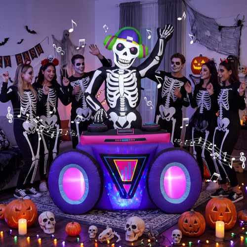 Aufblasbares Skelett-DJ mit Musik und LEDs, 1,8 m – Produktansicht 6
