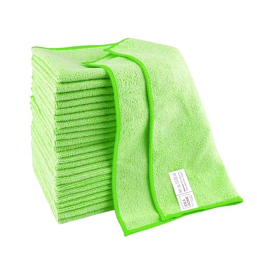 Idea Home Bayetas Microfibra 24 Piezas - Paños de Limpieza de Microfibra 30x30cm - Paños para el Polvo - Paños Multiusos, Verde