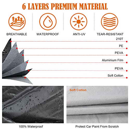 Image of Waterproof Car Covers Replace for 2005-2023 Ford Fusion, 6 Layers All Weather Custom-fit Car Cover with Zipper Door & Windproof Strap for Snow Rain Dust Hail Protection