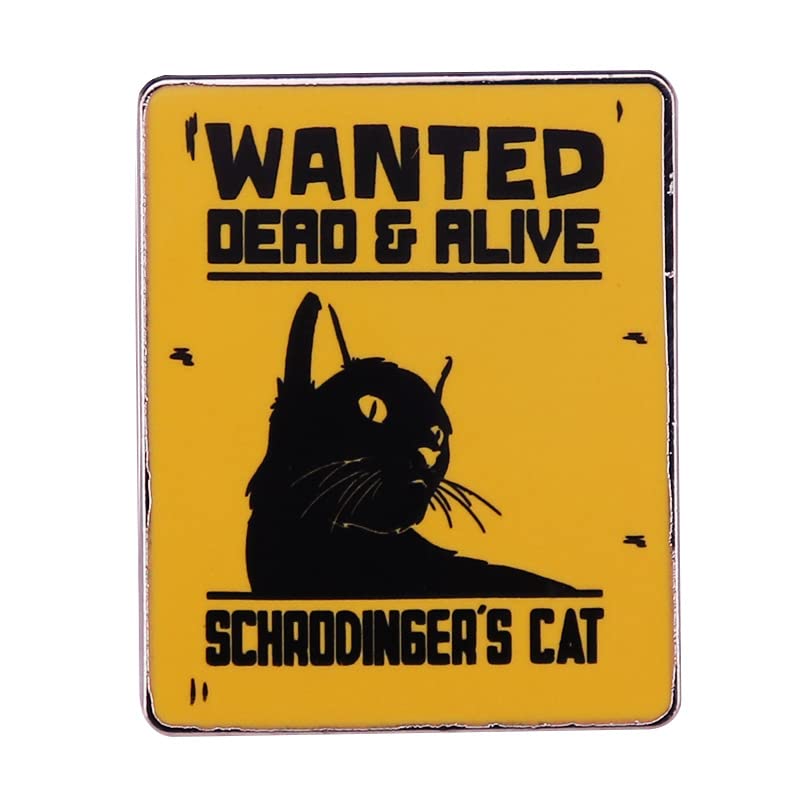 Schrodinger Cat Enamel Lapel Pin Quantum Badge Brooch For Physics and Science Fans, Quantum Mechanics Pins for Backpack or Jacket