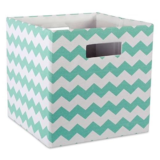 DII Collapsible Polyester Storage Cube, Chevron, Aqua, Large