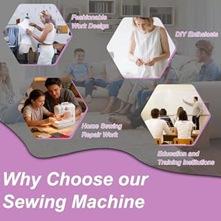 FONCOOD Portable Sewing Machine for Beginners with 12 Stitches,Electric Sewing Machine 36 Threads Sewing Kit for DIY Handheld Sewing Tool for Mending & Crafts (White & Purple）