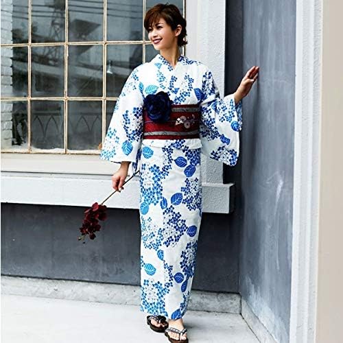 Amazon クリーム C R E A M 畑野ひろ子 浴衣 セット レトロ 浴衣セット レトロモダン 紫陽花 白 青 8点 レディース ゆかた White 01 F 浴衣 通販