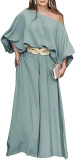 CHICME Women's Off-Shoulder 2-Piece Summer Set with Wide-Leg Pants