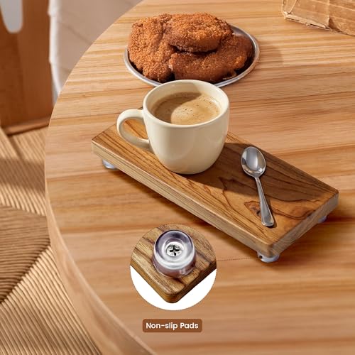 Sinokf Solid Teak Wood Riser Tray, 12.6x6 inch Whole-Piece Teak Pedestal Stand, Vintage Rustic Bathroom Soap Dish Holder for Vanity Counter Sink, Candle Plant Essential Oil and Yacht Display, Brown L2 by SINOKF - Image 5