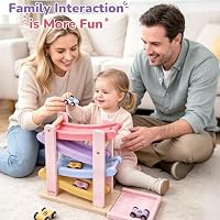 Vanplay Montessori Spielzeug ab 1 Jahr Auto Spielzeug Kugelbahn Holz ab 1 2 Jahr Holzspielzeug Geschenk 1 2 Jahre Junge Mädchen (Rosa) – Ansicht 6