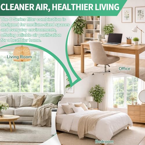 Image of Replacement Filter C Compatible with Idylis Air Purifier D Type IAF-H-100C | Fit for IAP-10-200, IAP-10-280, IAF-H-100C Includes 2 Filters & 2 Carbon Filters