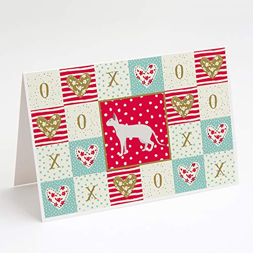 Caroline's Treasures CK5676GCA7P Peterbald #1 Cat Love Greeting Cards and Envelopes Pack of 8, Red Blank Cards with Envelopes Whimsical A7 Size 5x7 Blank Note Cards
