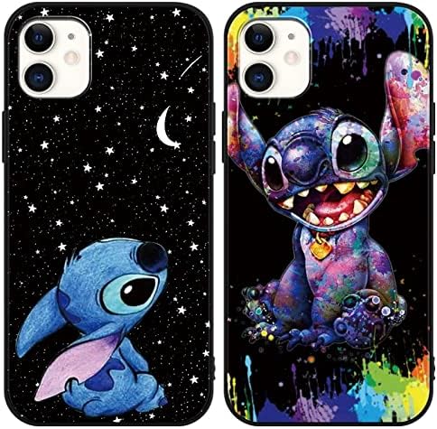FGIAZDU [2 Pack Cute Case Designed for iPhone 11 Case, Kawaii Cartoon Character Aesthetic Stitch Phone Cases Girly for Girls Boys Kids Women Soft TPU Protective Cover Funda para iPhone 11 6.1"