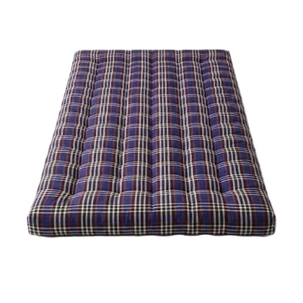 Checked Foldable Soft Cotton Floor Sleeping Mattress Gadda (36×72 inch) (Navy Blue)-image-10