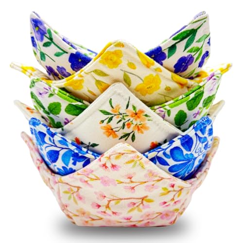 JounLoin Cotton Microwavable Bowl Cozy ,Set of 6,Microwave-Safe Hot Bowl Holders, Soup Bowl Cozy Hot Pads,Prevent Hand from Heat and Maintain Food Warm,Ideal Household Gift Store(B
