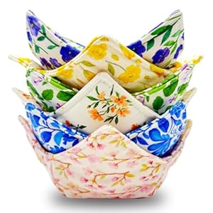 Cotton Microwavable Bowl Cozy ，Set of 6，Microwave-Safe Hot Bowl Holders, Soup Bowl Cozy Hot Pads，Prevent Hand from Heat and Maintain Food Warm，Ideal Household Gift Store（B