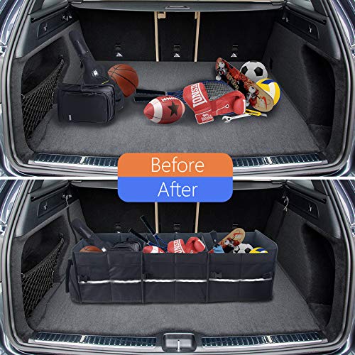 Isfc Car Trunk Organizer With Cooler - Individual Waterproof Insulated Cooler Bag, Collapsible Multi-Compartments Adjustable Securing Straps Trunk Organizer (4-In-1 W/Cooler, Black) #TOP5