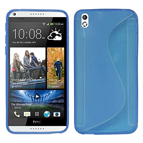 annaPrime Etui Coque Housse pour HTC Desire 816/ 816G Dual Sim, Coque Silicone Gel Motif S au Dos Couleur Bleu