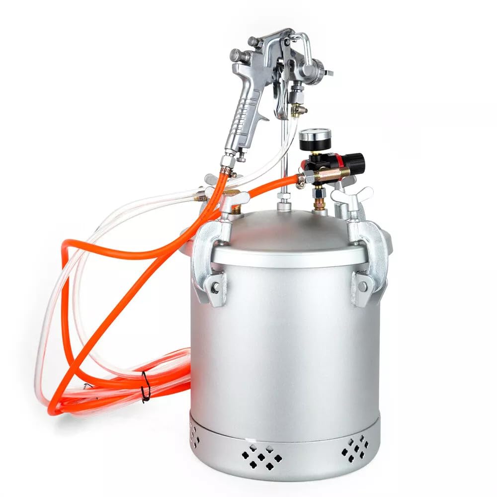 10L Farbspritzpistole, Farbbehälter, DruckbehäLter, Mischer Sicherheit 4 Bar, mit 3 mm Düse, Farbsprühsystem, Lackierpistole Wandfarbe Sprühgerät, Korrosion Lackierpistolen