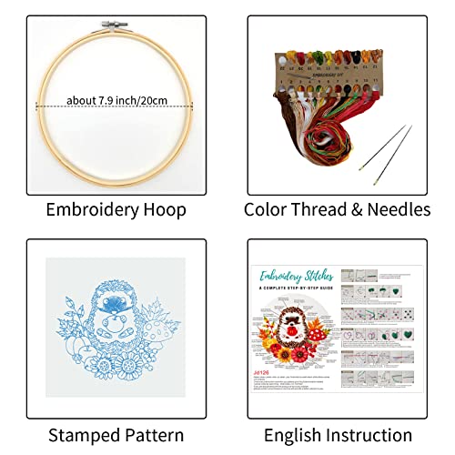 Image of Louise Maelys Cute Hedgehog Embroidery Kit for Beginners Animal Craft | Cross Stitch Kits Offer a Complete Set for DIY Lovers. Needlepoint Kit for Beginners and Adults to Explore Creative Hobbies