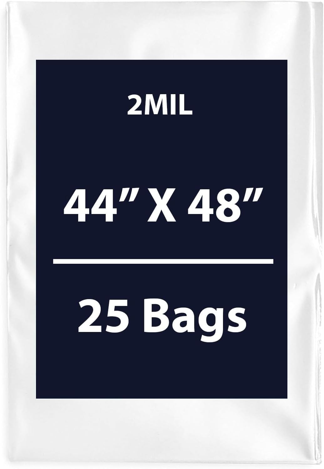 Clear Flat Poly Bags 2Mil, 44" X 48" & 25 Bags | Low-Density Polyethylene (LDPE), Flat Open Top Plastic Packaging | Flexible and Durable Plastic Bag