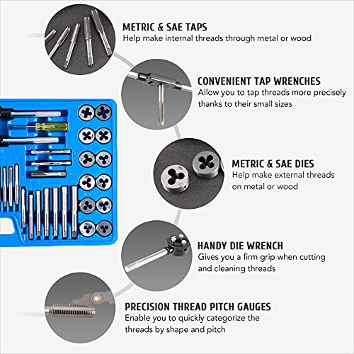 image for Orion Motor Tech 60 PCS Tap and Die Set Metric and Standard Sizes Incl