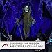 Haunted Hill Farm Life-Size Scary Skeleton Reaper Holding Staff, Halloween Animatronic with Touch Activated Lights and Sound, Battery Operated Indoor or Covered Outdoor Halloween Decorations for Home