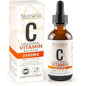 Nutroliq Liposomal Vitamin C Liquid Drops – Vegan Supplements for Men & Women’s Health – Helps Boost Immune System – Quick-Absorbing, 2000mg Per Serving, Natural Orange Flavour – 60ml Glass Bottle