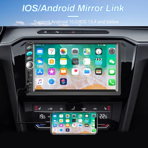 Double Din Apple Carplay Car Stereo Radio With Android Auto,7 Inch Bluetooth Touchscreen Radio Support Phone Mirror Link Fm Radio,Car Audio Receivers With Mic Hd Backup Camera Usb/Tf Card Port/Aux-In #TOP2