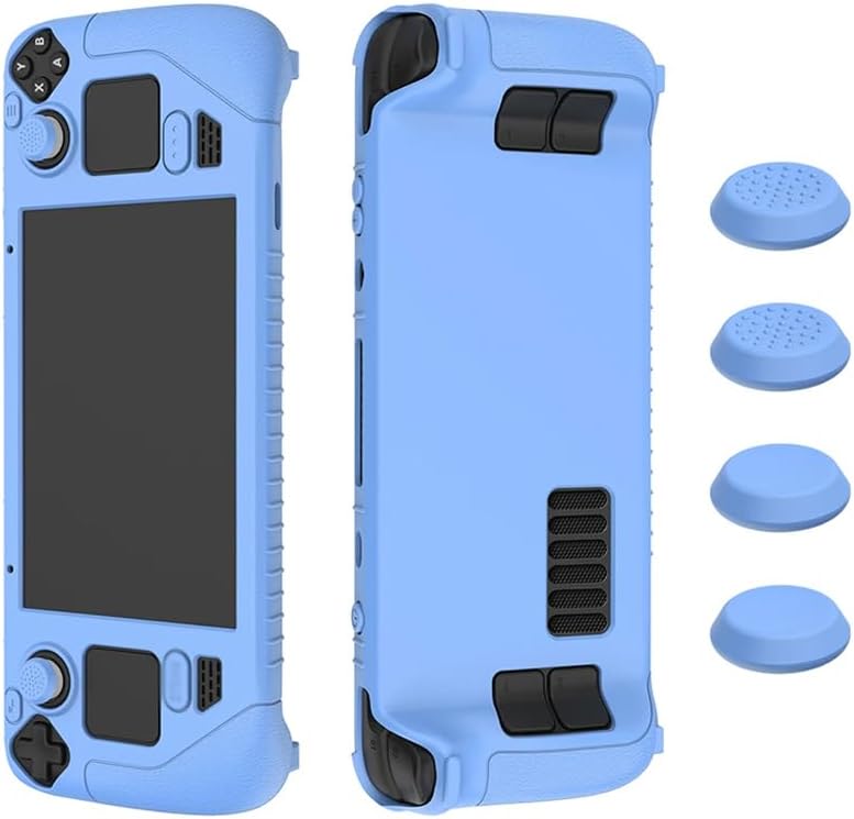 ARFUKA Silicone Protective Case for Steam Deck with 4 Thumb Grip Caps Full-Body Protection, Anti-Scratch, Washable Enhanced Grip Sleeve & Accessories (Blue)
