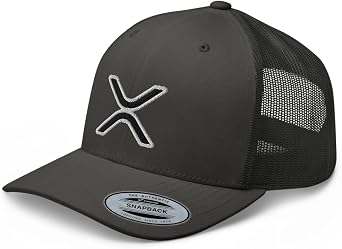 XRP Logo Trucker Hat Mid Crown Curved Bill Adjustable Crypto Cap