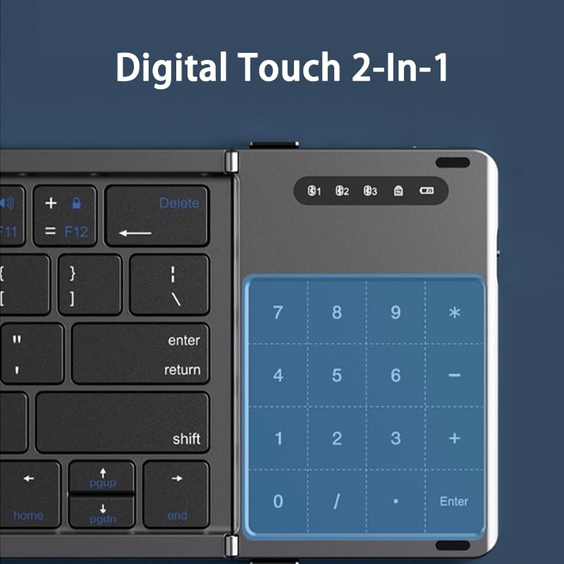 Clavier Bluetooth pliable avec pavé tactile, clavier de voyage sans fil portable avec pavé tactile, synchronisation 3 appareils, 210 mAh rechargeable pour bureau, tablette, ordinateur portable