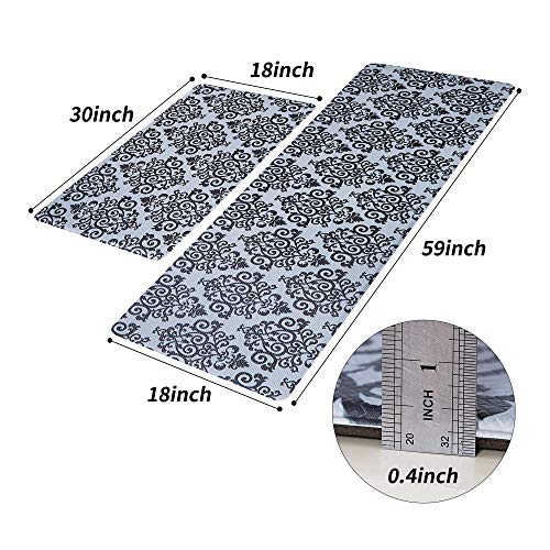 Cosy Homeer 59X18 Inch/30X18 Inch Cushioned Anti-Fatigue Kitchen Rug, 2 Pieces Pvc Ergonomic Comfort Standing Foam Mats,Waterproof Non-Slip Kitchen Mats And Rugs For Floor Home Sink,Black #TOP1