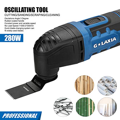 G LAXIA Oscillating Tool, 2.3 Amp Oscillating Multitool Kit with 3 Degree Oscillation Angle, 6 Variable Speed, 17 Pieces Accessories (GP86227)