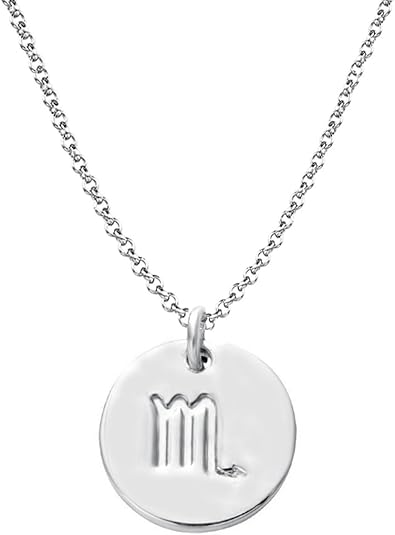925 Sterling Silver Zodiac Necklace Disc Charm Necklace Gift for Your Wife Girlfriend or Family Member