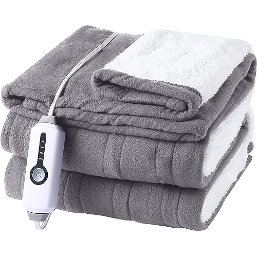 Duoduo WDJ-EBA-TH-Y Electric Blanket Heated Throw 50 Inchx60 Inch Size, Super Soft Polar Fleece & Sherpa Fabric cover