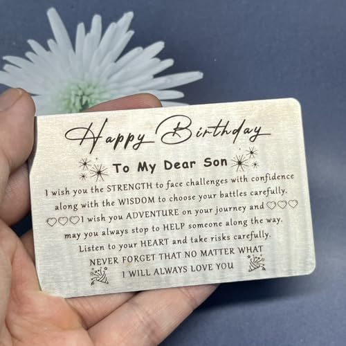 Happy Birthday Gifts Engraved Wallet Card For Son From Mom, Dad - I Will Alway Love You, Gifts Ideas For Teens Teenager, 10 11 12 13 14 15 16 17 18 19 20 21 Year Old Boy Birthday4