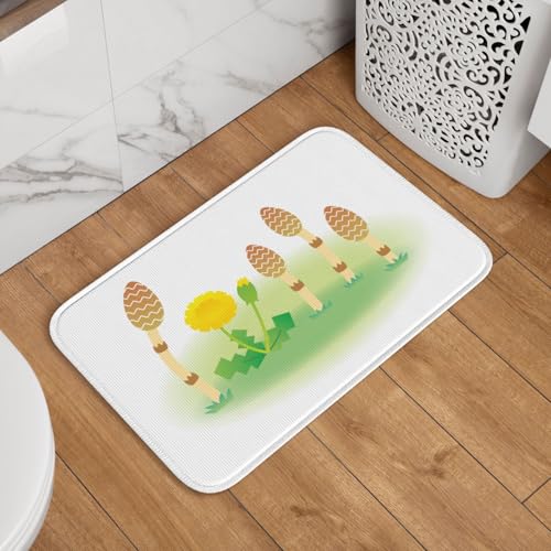 玄関マット ツクシとタンポポ ドアマット 室内 屋外 バスマット おしゃれ 泥落とし 洗える 滑り止め 足拭きマット 浴室 台所 寝室 業務用 四季通用 60cm×40cm
