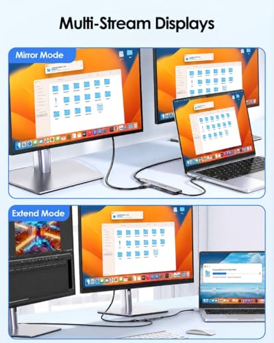 Image of LENTION Dual HDMI MST USB C Hub, 4K@60Hz, 100W PD, 2 USB 3.0, Card Reader | MST+SST for macOS & Windows OS, Stable Driver 3.0 Certified, Driver Required (CE45, Space Gray)