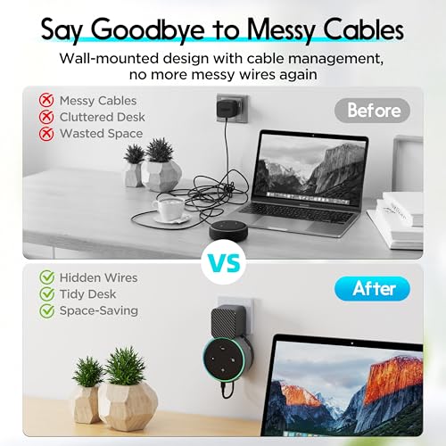 Image of Echo Dot Wall Mount Holder for 3rd Gen, Carbon Fiber Black | Space Saving Accessories, Smart Home Speakers, Built-in Cable Management, Without Messy Wires