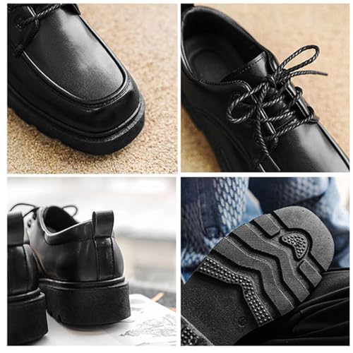 Men's Lug Sole Classic Oxford Shoes Square Head Leather Chunky Platform Non-Slip Lace-Up Dress Work Shoes Fashion Casual Business Shoes2