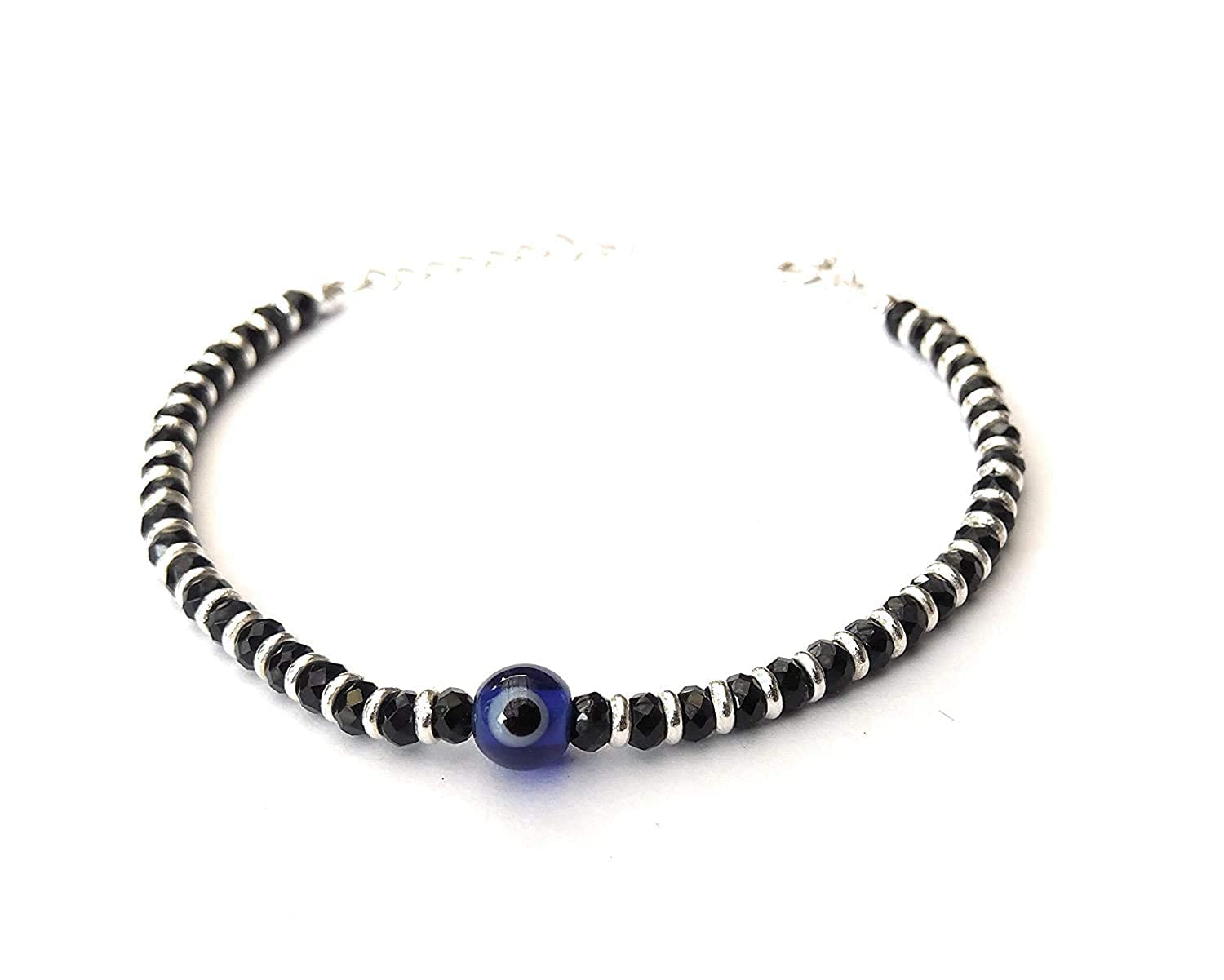 DHRUVS COLLECTION 925 Silver Evil Eye Nazariya Bracelet With Black Crystals for Girls & Women (B09QHXY7NH) Amazon Price History, Amazon Price Tracker
