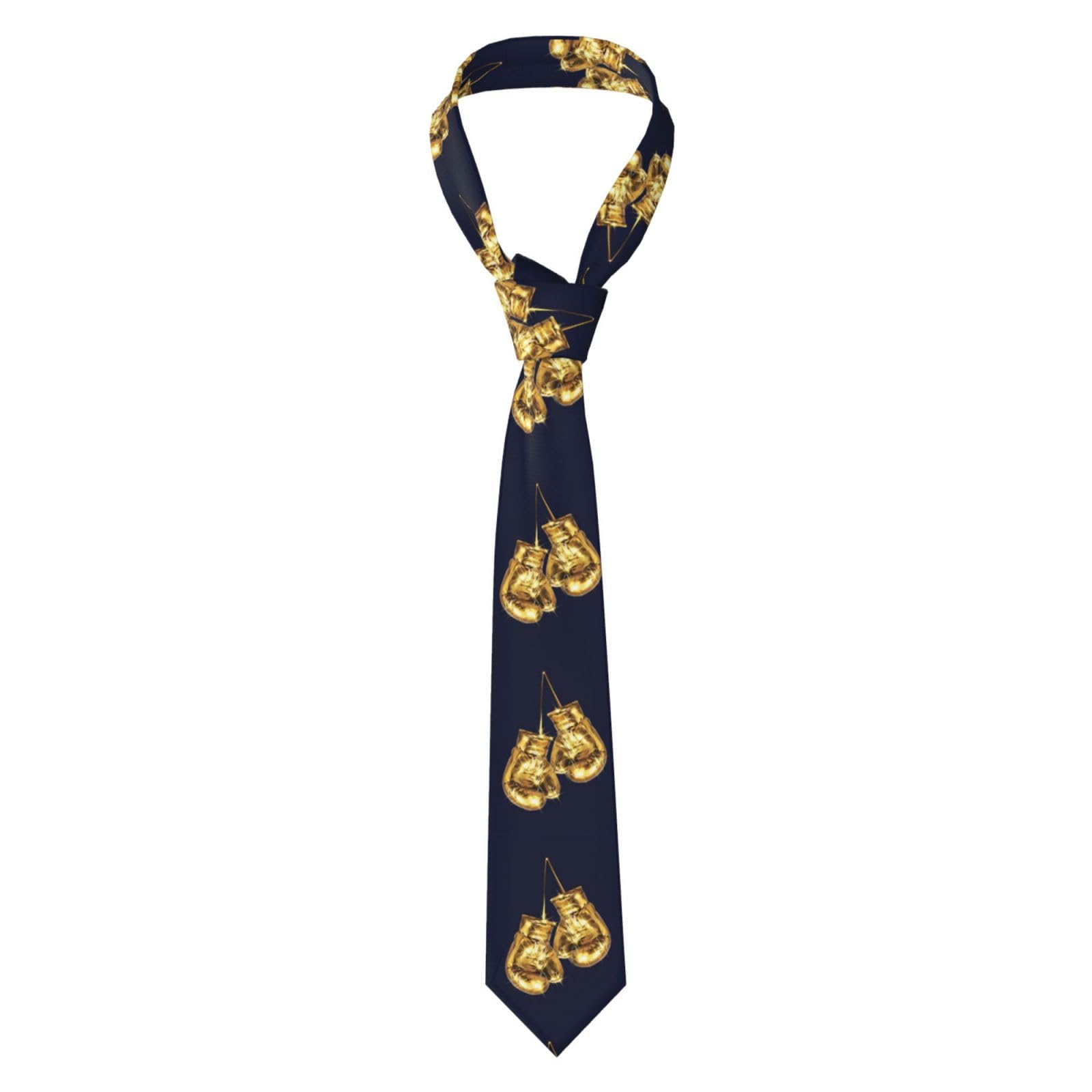 Poadnly Gold Boxing Gloves, Neckties Mens Ties Polyester Novelty Skinny Tie For Wedding Party