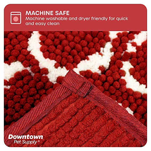 My Doggy Place - Microfiber Dog Door Mat - Dirt And Water Absorbent Mat - Washer & Dryer Safe Non-Slip Mat - Red With Paw Print - L - 36 X 26 In #TOP3