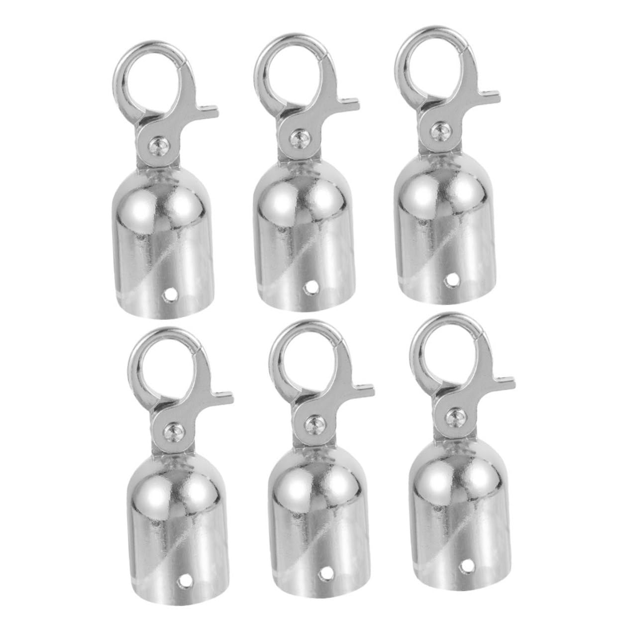 Outanaya 6pcs Concierge Post Hook Cord End Snap Stanchion Post End Cap Velvet Ropes End Cap Rope End Snap Rope End Cap with Hook Carpet Ropes End Cap Cord Hook Cord Lock Silver Zinc Alloy