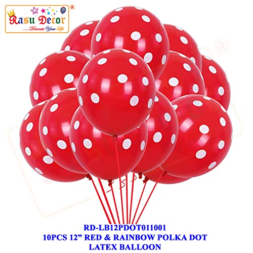 Image of RasuDecor 10 Pieces 12 inch Polka Dot Latex Balloon Red and White Dot Colorful Balloons, 12 Inch Latex Polka Dots Balloons for Kids Women Men Birthday Easter Engagement Wedding, Halloween Party Supplies Decor #RasuImpex (10Pcs 12 inchPolkaDotRedWhite)
