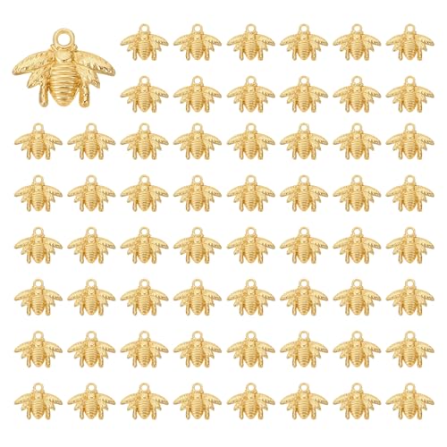 PATIKIL Charme d'Abeille, 100 Pièces de Pendentif de Charme en Alliage d'Abeille pour l'Artisanat DIY, Or Clair, 0.6 x 0.8 Pouce