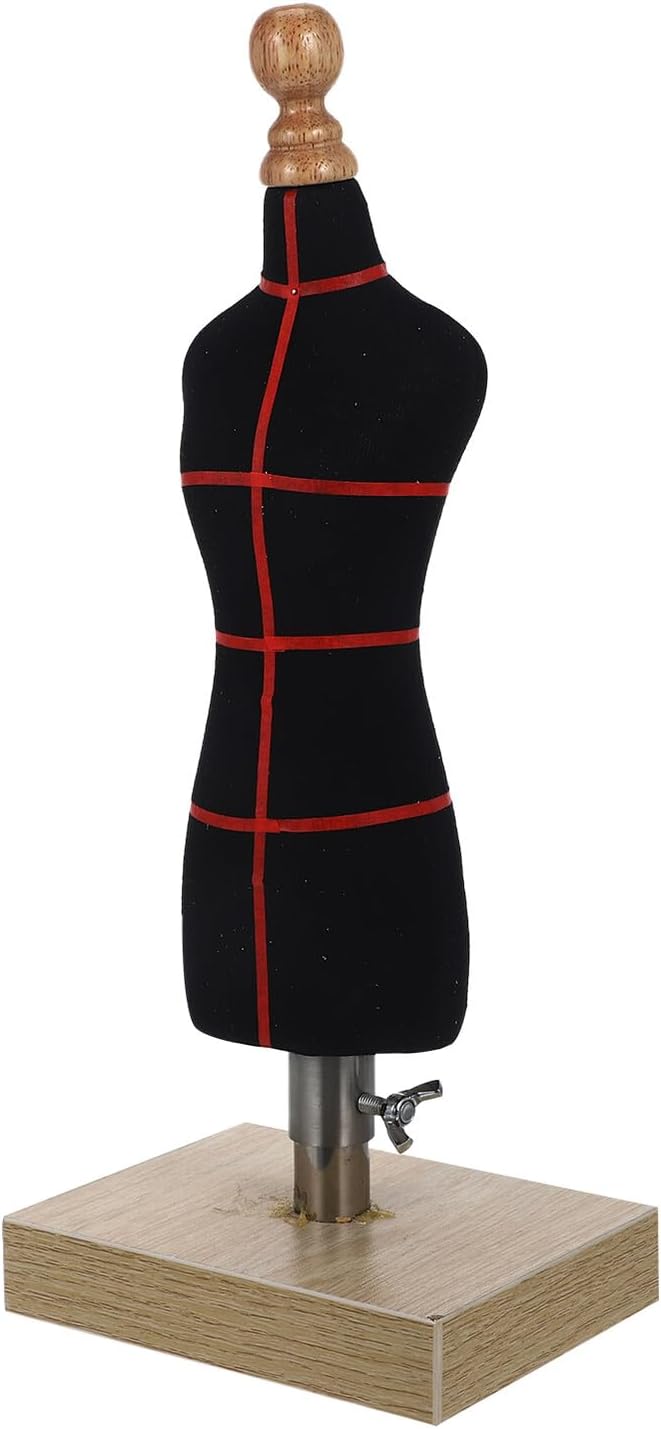 1/4 Scale Female Mannequin Model with Base and Stitch Lines Black Cotton Dress Form for Doll Clothes Display and Sewing Teaching Tool