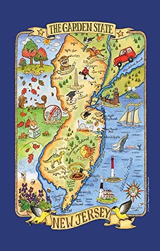 Kay Dee New Jersey Tea Towel The Garden State Adventure Destinations Vacation Souvenir Pictorial Poster Style Map Kitchen Towel, Multicolor, 18 in x 28 in image 2