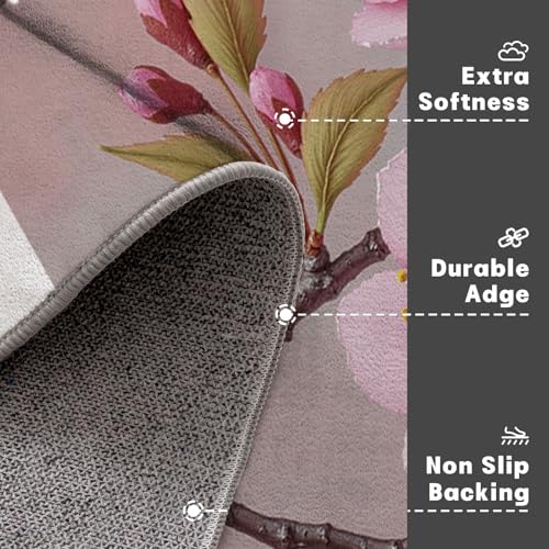 Paillasson à une branche de cerisier fleurs lavable 50x80cm tapis d'intérieur - 4