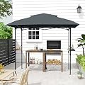 LUXIJOY 8×5 FT Pop Up Grill Gazebo, Outdoor Grill Canopy with Vented Roof & Side Shelves, Large Portable Canopy for Outdoor Barbecue, Backyard, Patio, Easy Set up, Grey